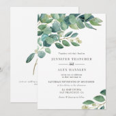 Moderne Waterverf Eucalyptus Weddenschap Kaart (Voorkant / Achterkant)