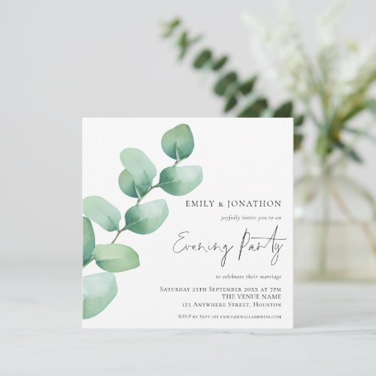 Moderne Waterverf Eucalyptus Weddenschap Kaart (Staand voorkant)