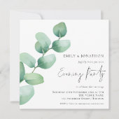 Moderne Waterverf Eucalyptus Weddenschap Kaart (Voorkant)