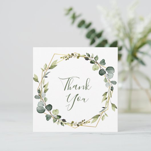 Moderne Waterverf Eucalyptus Wreater Bedankkaart (Staand voorkant)