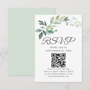 Moderne Waterverf Eucalyptusbladeren Groene Kruid RSVP Kaartje