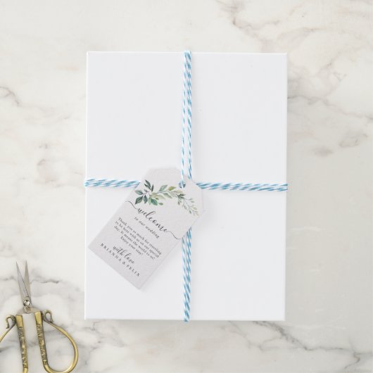 Moderne Waterverf Eucalyptusbladeren Groenery Cadeaulabel (Met Touw)