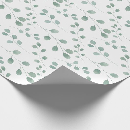 Moderne Waterverf Eucalyptuspatroon Cadeaupapier (Hoek)