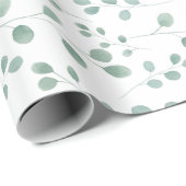 Moderne Waterverf Eucalyptuspatroon Cadeaupapier (Rol Hoek)