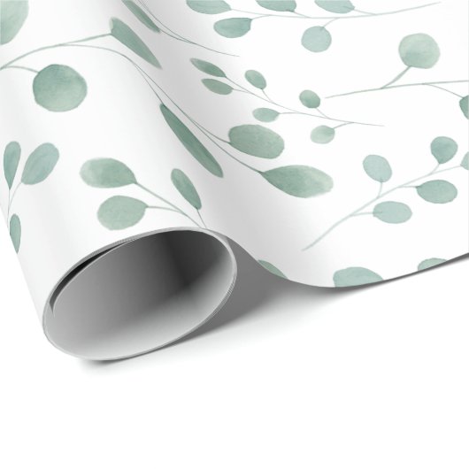 Moderne Waterverf Eucalyptuspatroon Cadeaupapier (Rol Hoek)