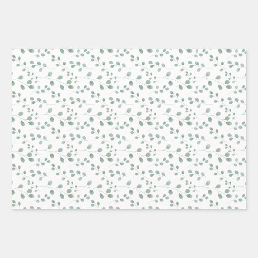 Moderne Waterverf Eucalyptuspatroon Inpakpapier Vel (Voorkant)