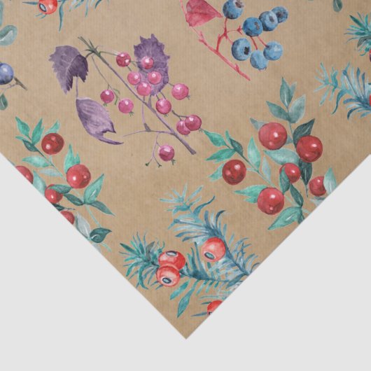 Moderne Waterverf feestelijke winterbessen Kraft Tissuepapier (Detail)