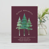 Moderne Waterverf Festive Pine Tree Business Logo Feestdagenkaart (Staand voorkant)