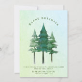 Moderne Waterverf Festive Pine Tree Business Logo Feestdagenkaart (Voorkant)