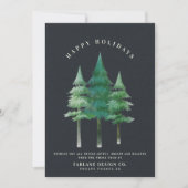 Moderne Waterverf Festive Pine Tree Business Logo Feestdagenkaart (Voorkant)