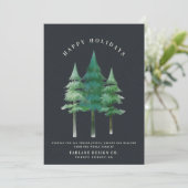 Moderne Waterverf Festive Pine Tree Business Logo Feestdagenkaart (Staand voorkant)