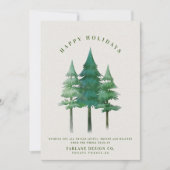 Moderne Waterverf Festive Pine Tree Business Logo Feestdagenkaart (Voorkant)