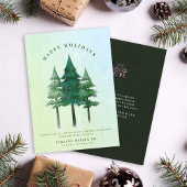 Moderne Waterverf Festive Pine Tree Business Logo Feestdagenkaart