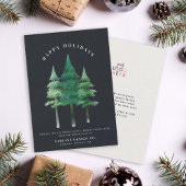 Moderne Waterverf Festive Pine Tree Business Logo Feestdagenkaart