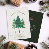 Moderne Waterverf Festive Pine Tree Business Logo Feestdagenkaart
