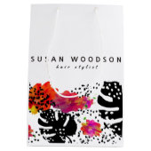 Moderne Waterverf flessengebalste monstera patroon Medium Cadeauzakje (Achterkant)