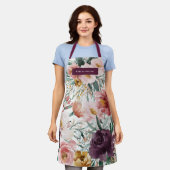 Moderne waterverf floraal paars elegant schort (Gedragen)