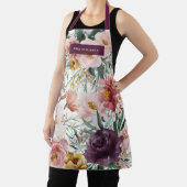 Moderne waterverf floraal paars elegant schort (Insitu)