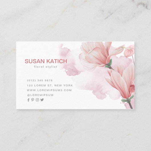 Moderne waterverf floraal visitekaartje (Achterkant)