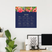 Moderne Waterverf Floral 2018 Agenda Poster (Thuiskantoor)