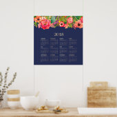 Moderne Waterverf Floral 2018 Agenda Poster (Keuken)