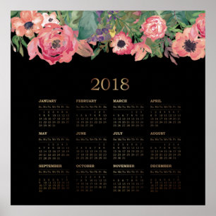 Moderne Waterverf Floral 2018 Agenda Poster