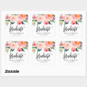 Moderne Waterverf Floral Afstuderen Afstuderen Fav Vierkante Sticker (Vel)