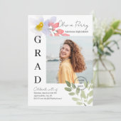 Moderne Waterverf Floral Afstuderen Kaart (Staand voorkant)