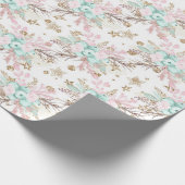 Moderne Waterverf Floral Baby shower Birthday Cadeaupapier (Hoek)