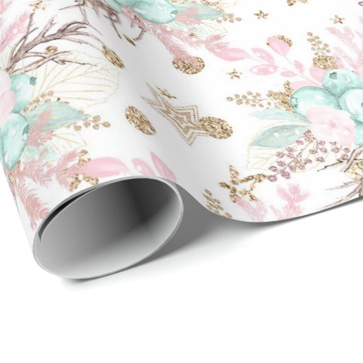 Moderne Waterverf Floral Baby shower Birthday Cadeaupapier (Rol Hoek)