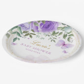 Moderne Waterverf Floral Baby shower Birthday Papieren Bordje (Gekanteld)