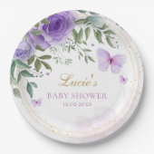 Moderne Waterverf Floral Baby shower Birthday Papieren Bordje (Voorkant)