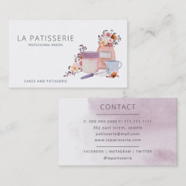 Moderne Waterverf Floral Bakery Pastry Chef Visitekaartje