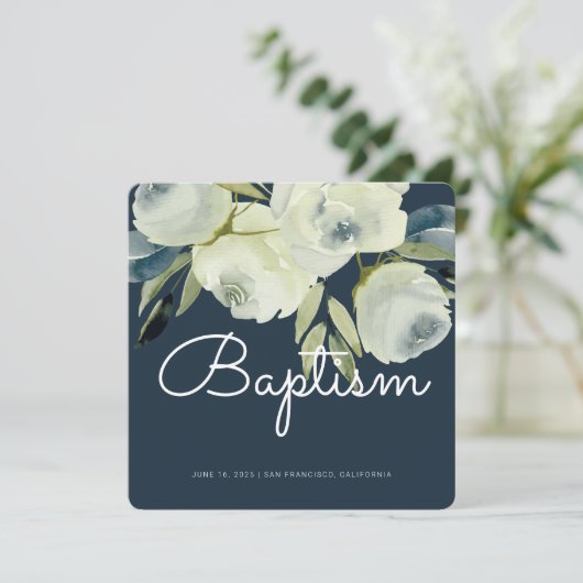 Moderne Waterverf Floral Baptism Kaart (Staand voorkant)