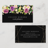 Moderne Waterverf Floral Black Visitekaartje (Voorkant / Achterkant)