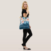 Moderne Waterverf Floral Blue bruiloft bruidsmeisj Tote Bag (Op model)