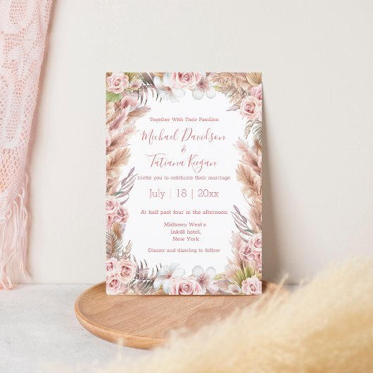 moderne waterverf floral boho pampas kaart
