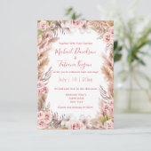 moderne waterverf floral boho pampas kaart (Staand voorkant)