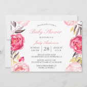 Moderne Waterverf Floral Botanisch Baby shower Kaart (Voorkant)