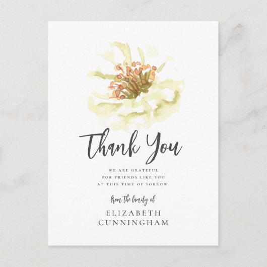 Moderne Waterverf Floral Botanische Memorial Bedan Briefkaart (Voorkant)