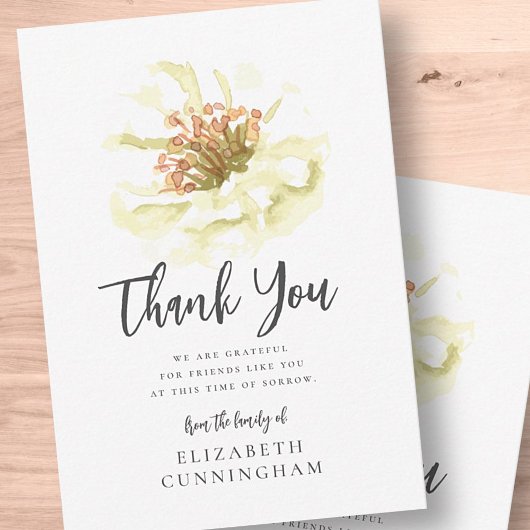 Moderne Waterverf Floral Botanische Memorial Bedankkaart