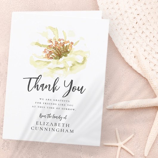 Moderne Waterverf Floral Botanische Memorial Bedankkaart