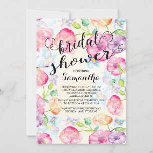 Moderne Waterverf Floral Bridal Shower Kaart