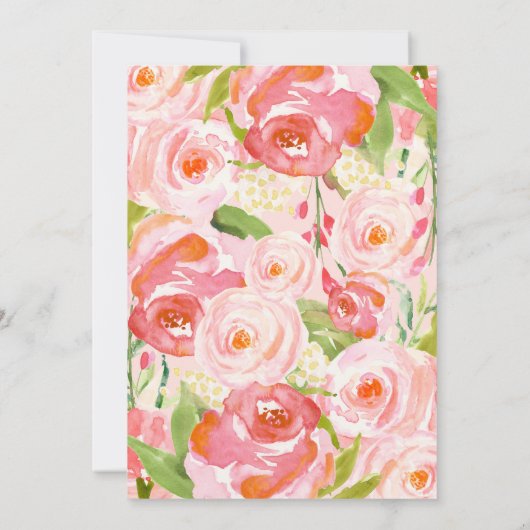 MODERNE WATERVERF FLORAL brudal doucheuitnodiging Kaart (Achterkant)