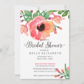 MODERNE WATERVERF FLORAL brudal doucheuitnodiging Kaart (Voorkant)