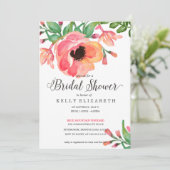 MODERNE WATERVERF FLORAL brudal doucheuitnodiging Kaart (Staand voorkant)