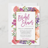 MODERNE WATERVERF FLORAL brudal doucheuitnodiging Kaart (Voorkant)