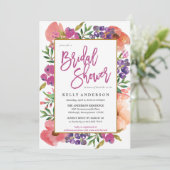 MODERNE WATERVERF FLORAL brudal doucheuitnodiging Kaart (Staand voorkant)