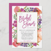 MODERNE WATERVERF FLORAL brudal doucheuitnodiging Kaart (Voorkant / Achterkant)