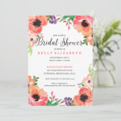 MODERNE WATERVERF FLORAL brudal doucheuitnodiging Kaart (Staand voorkant)